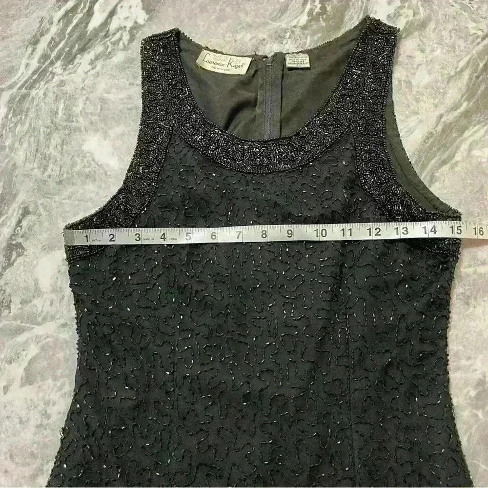 Laurence Kazar New York Womans Dress Vintage Sparkle Holiday 100% Silk Blk Sz PS - Picture 5 of 10